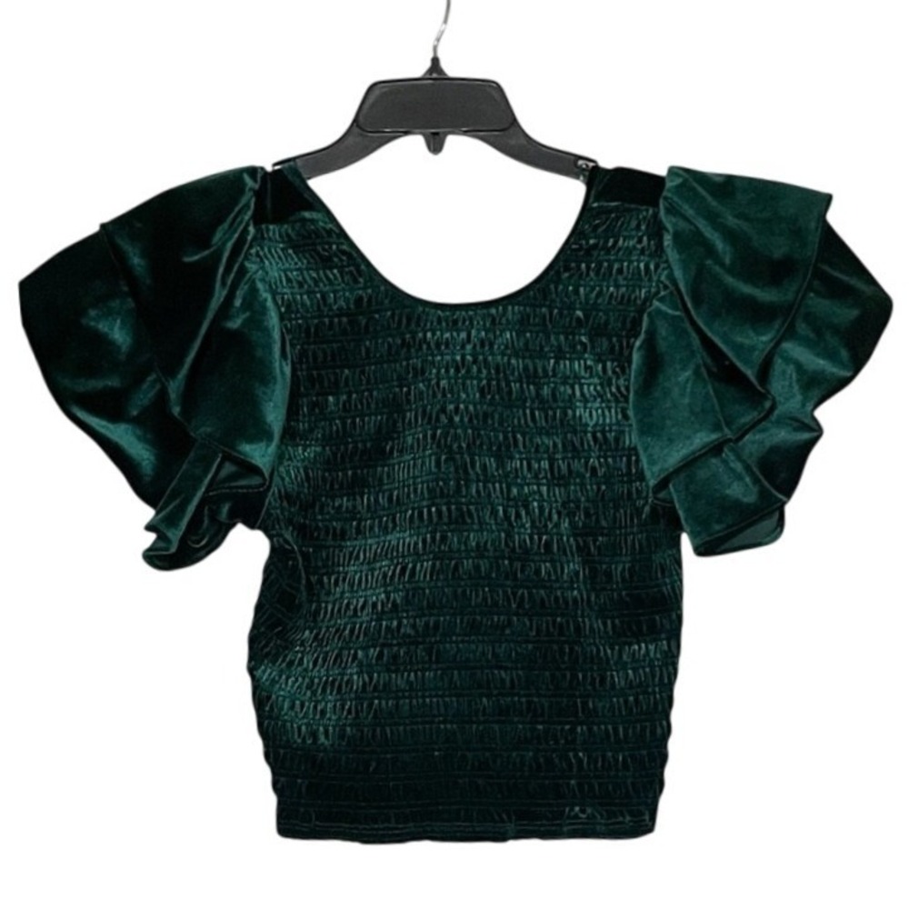 NWT Evolutionary‎ Ruffle Sleeve Top Elegant Green Size XL